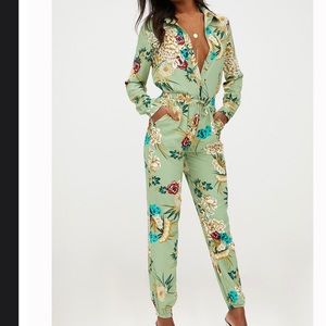 Sage Green Oversized Printed Shirt & Joggers